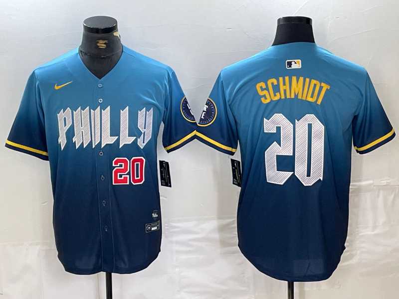 Men%27s Philadelphia Phillies #20 Mike Schmidt Blue 2024 City Cool Base Jerseys->philadelphia phillies->MLB Jersey